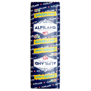 Τυρί μοτσαρέλα Alpiland σε συσκευασία.